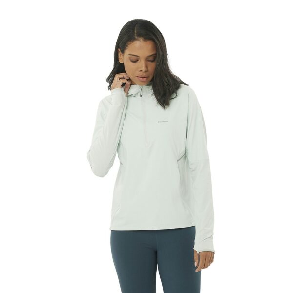 Salomon Sense Aero Hybrid Half Zip Hooded Shirt Dames