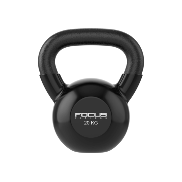 20_kg_1_ Kettlebell - Focus Fitness Vinyl - 20 kg - Zwart
