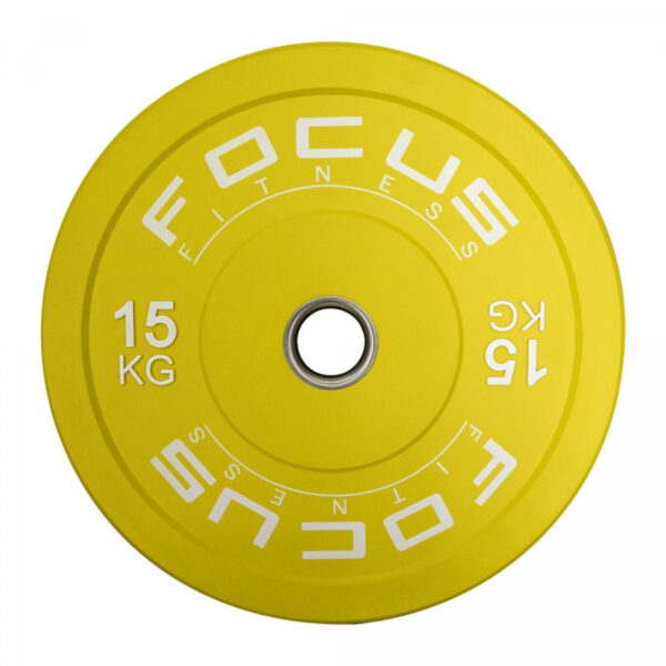 focus_fitness_-_bumper_plate_15_kg_-_kleur_-_1 Olympische halterschijf 50 mm - Focus Fitness Bumper plate - 15 kg - G